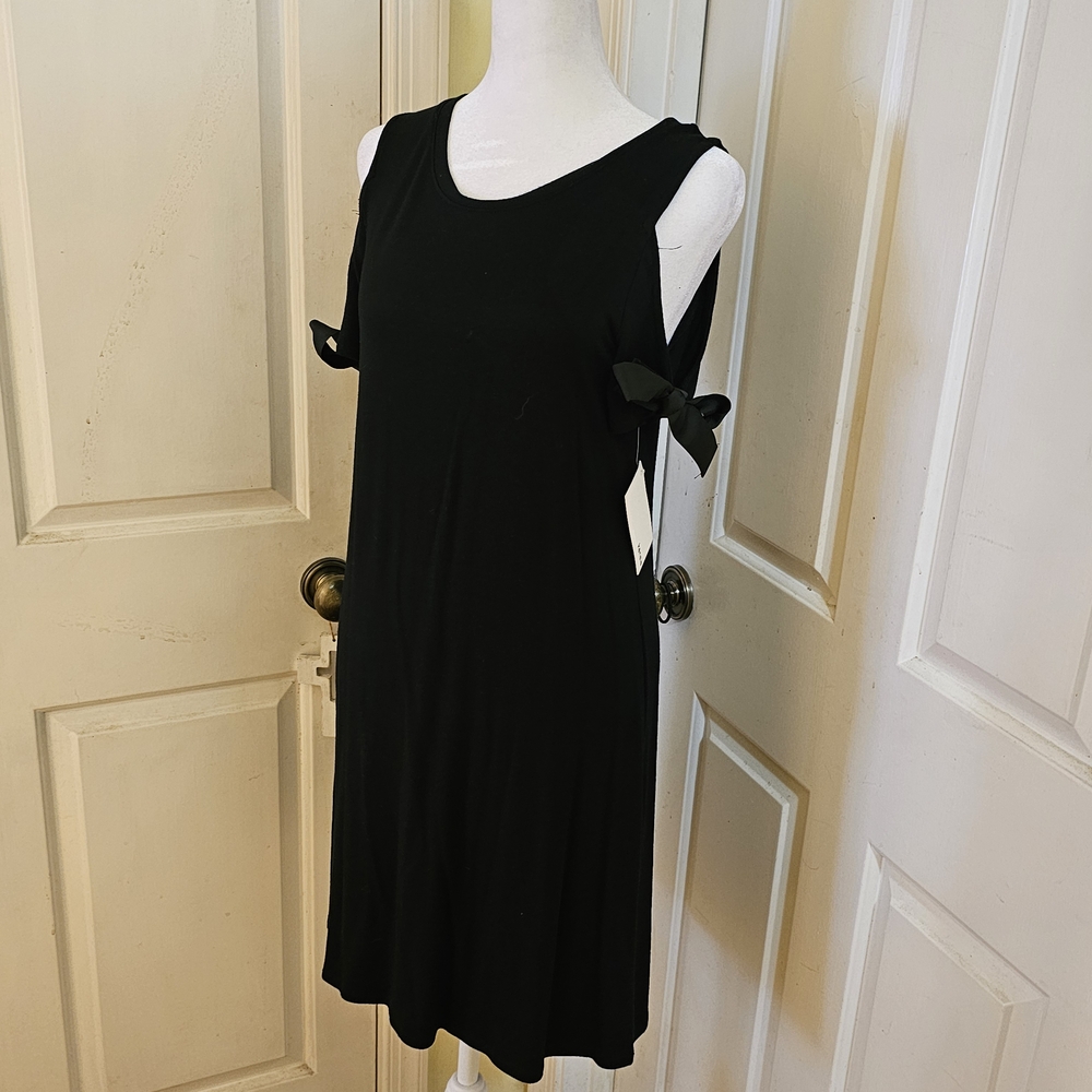 Kensie Black Midi Dress with Bow Details